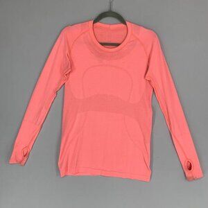 Lululemon Women Swiftytech Shirt 10 Pink Neon Activewear Long Sleeve 2